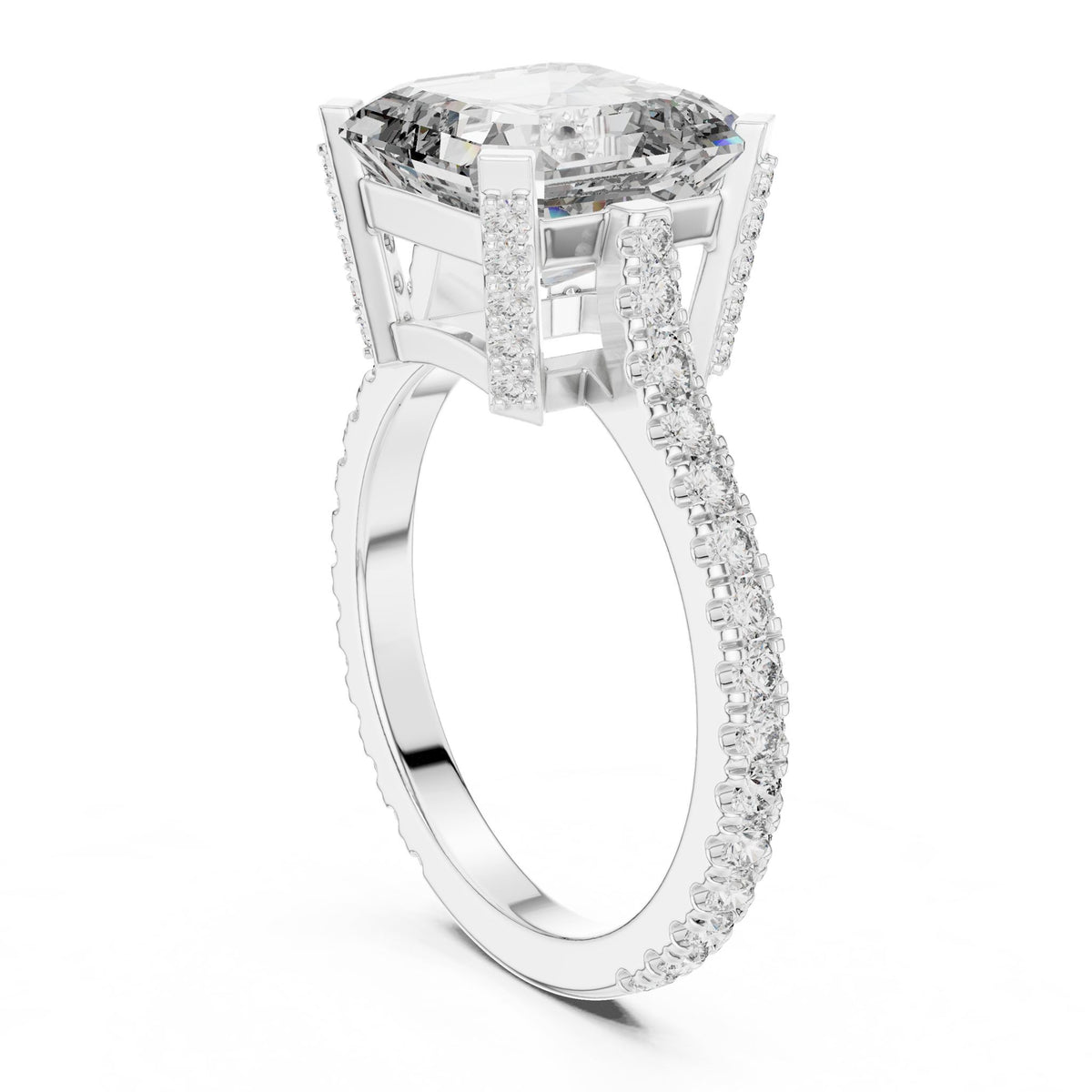 Asscher Hidden Halo Lab Grown Diamond Engagement Ring