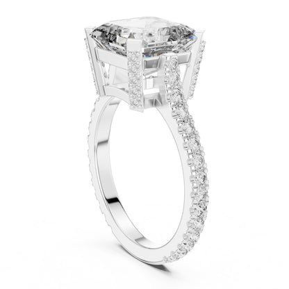 Asscher Hidden Halo Lab Grown Diamond Engagement Ring