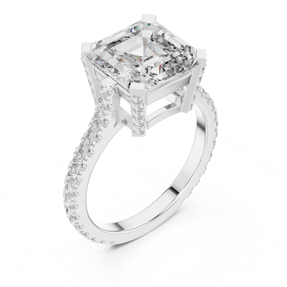 Asscher Hidden Halo Lab Grown Diamond Engagement Ring