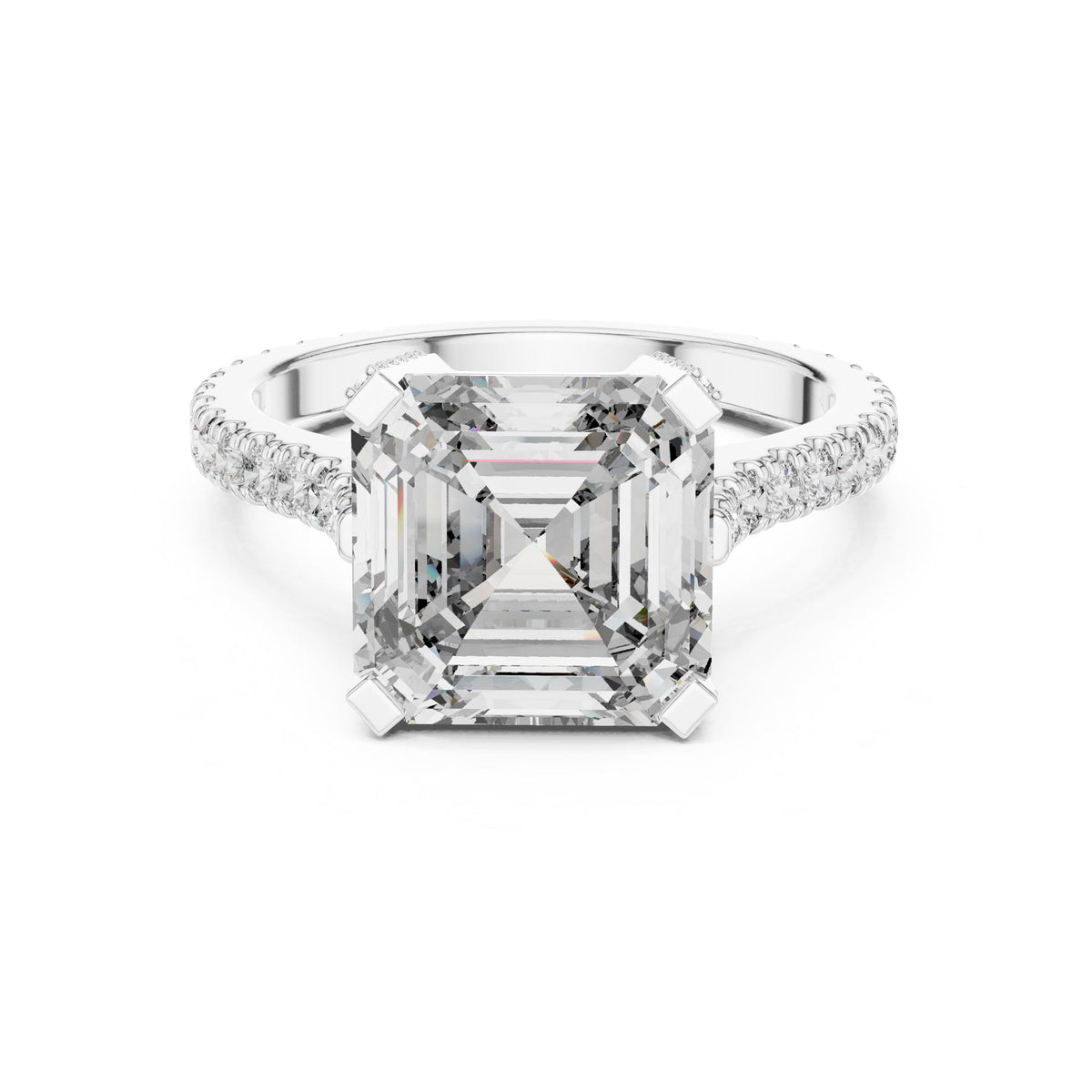 Asscher Hidden Halo Lab Grown Diamond Engagement Ring