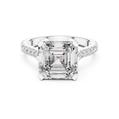 Asscher Hidden Halo Lab Grown Diamond Engagement Ring
