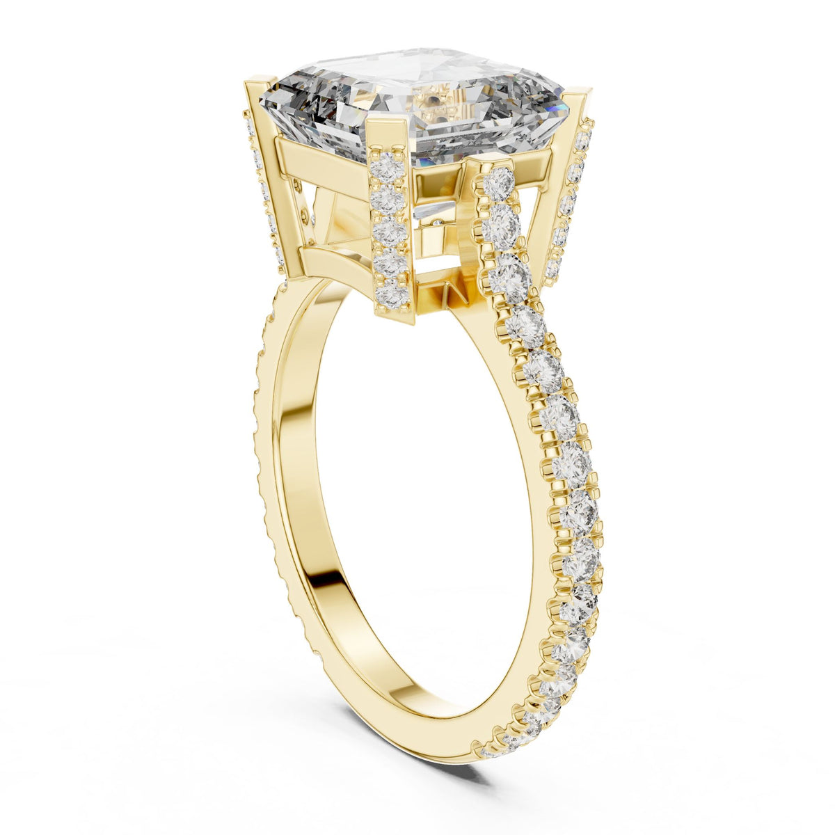 Asscher Hidden Halo Lab Grown Diamond Engagement Ring