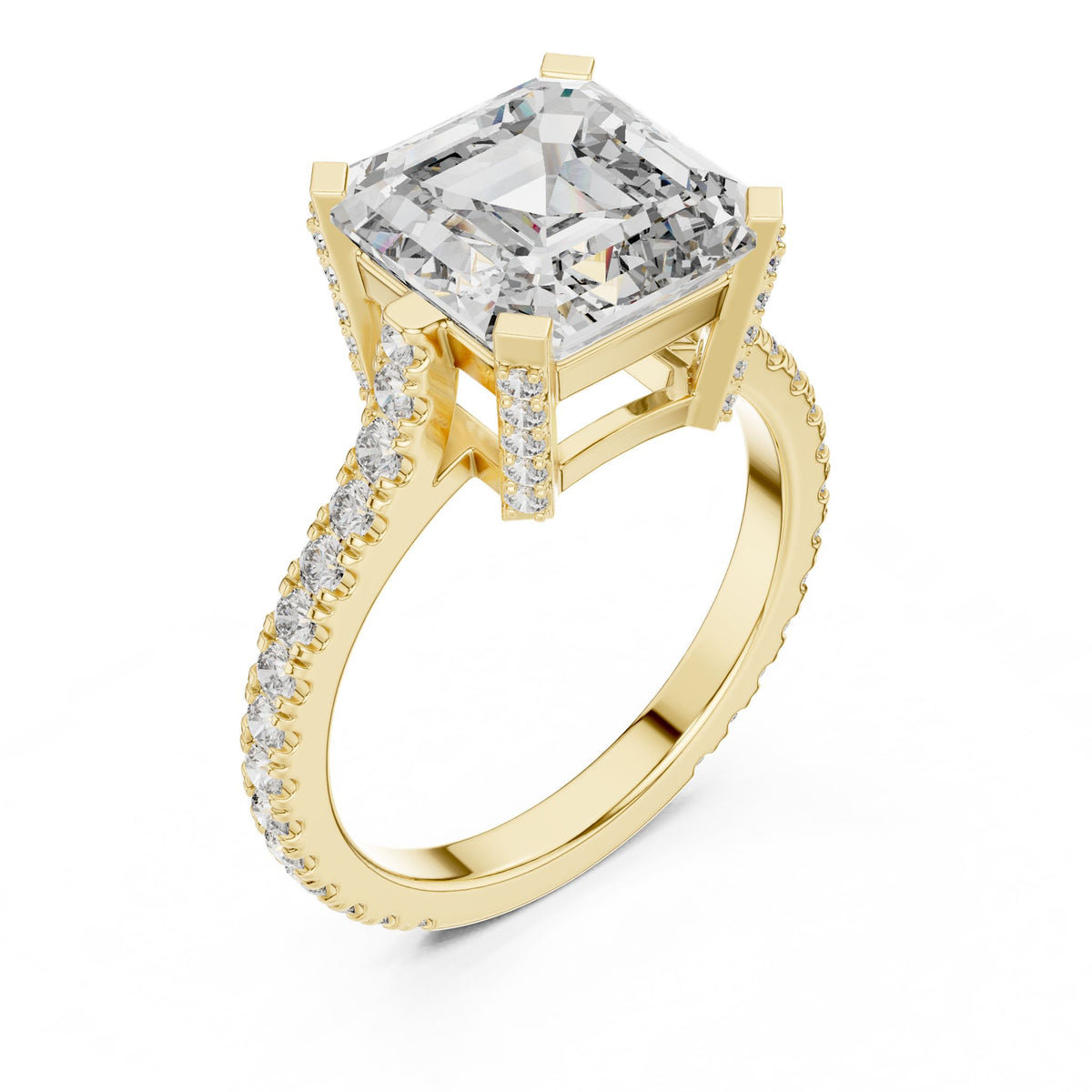 Asscher Hidden Halo Lab Grown Diamond Engagement Ring