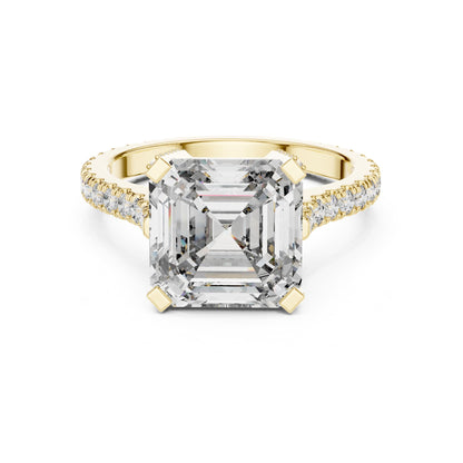 Asscher Hidden Halo Lab Grown Diamond Engagement Ring