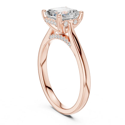Asscher Hidden Halo Lab Grown Diamond Engagement Ring
