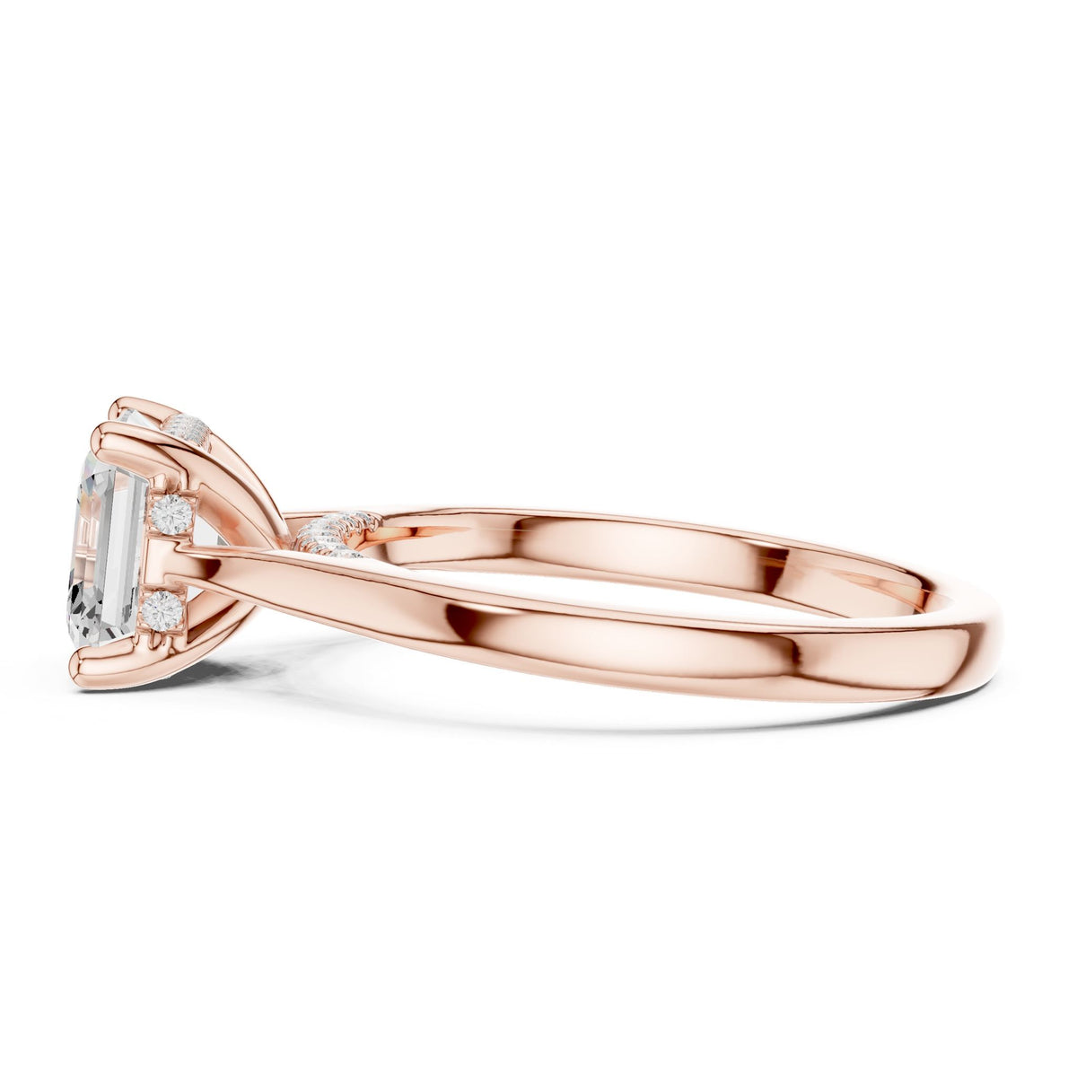 Asscher Hidden Halo Lab Grown Diamond Engagement Ring