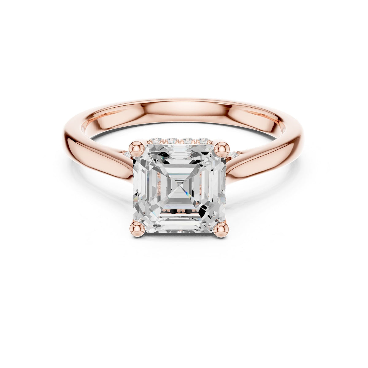 Asscher Hidden Halo Lab Grown Diamond Engagement Ring