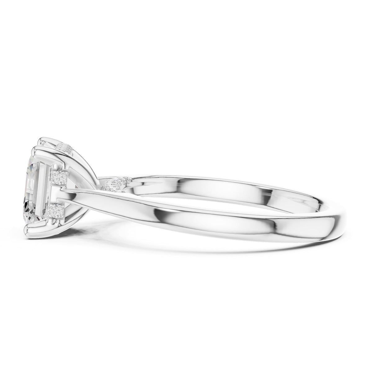 Asscher Hidden Halo Lab Grown Diamond Engagement Ring