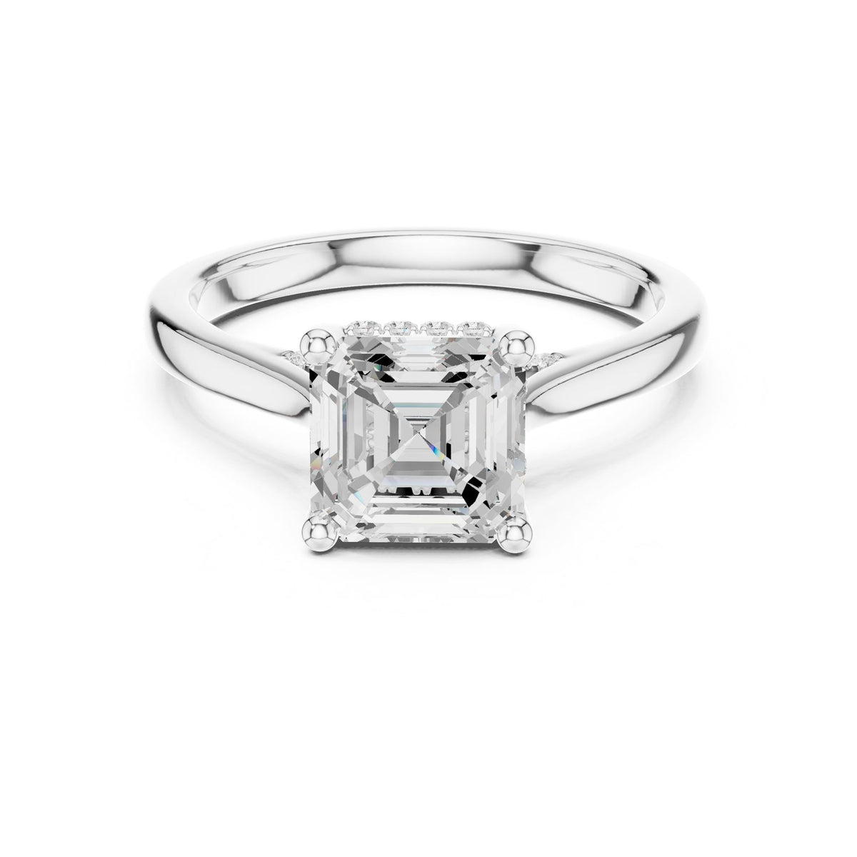 Asscher Hidden Halo Lab Grown Diamond Engagement Ring