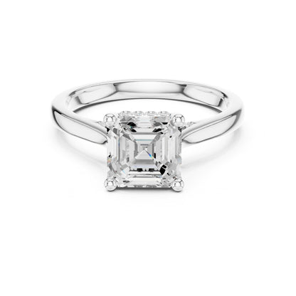 Asscher Hidden Halo Lab Grown Diamond Engagement Ring