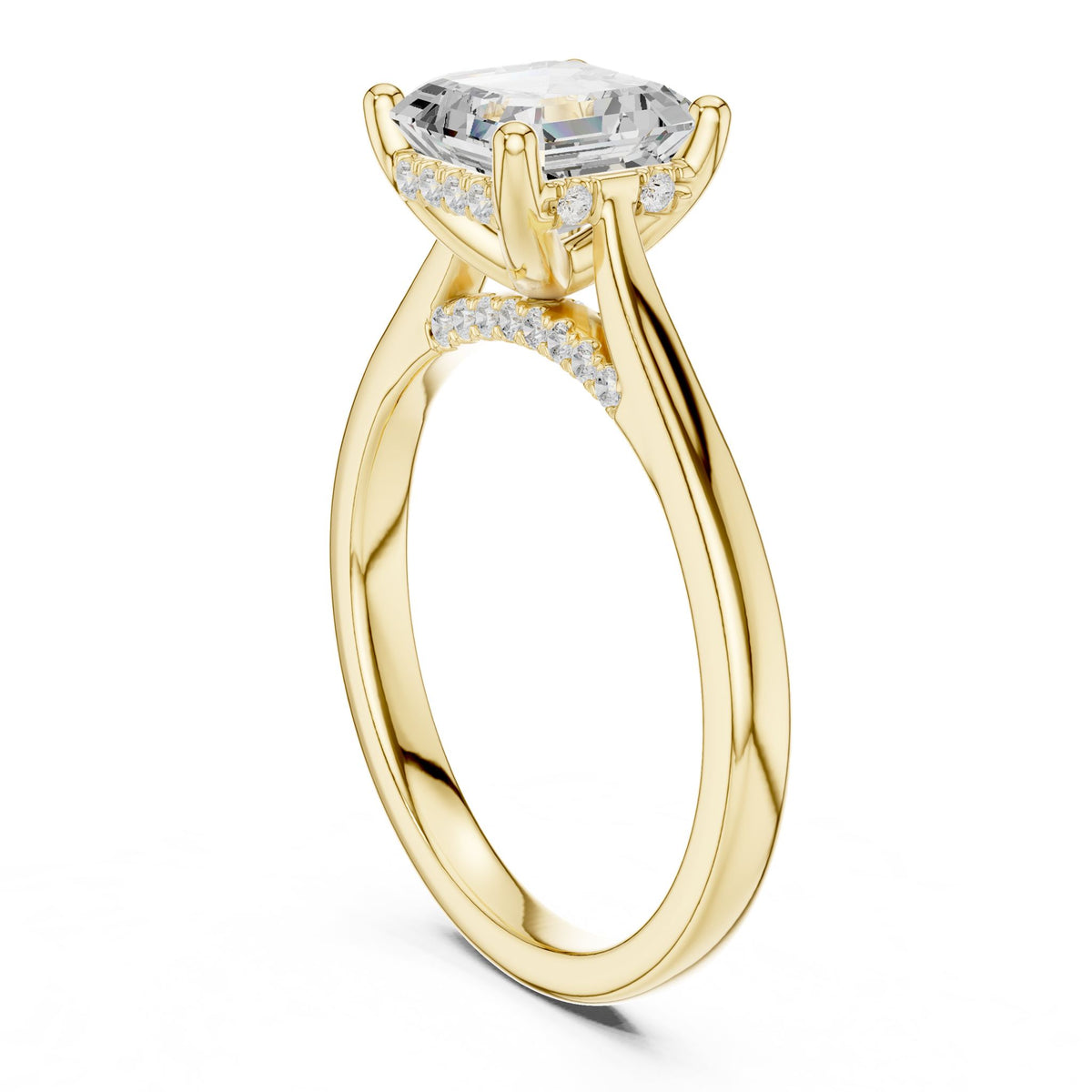 Asscher Hidden Halo Lab Grown Diamond Engagement Ring