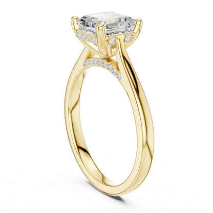 Asscher Hidden Halo Lab Grown Diamond Engagement Ring