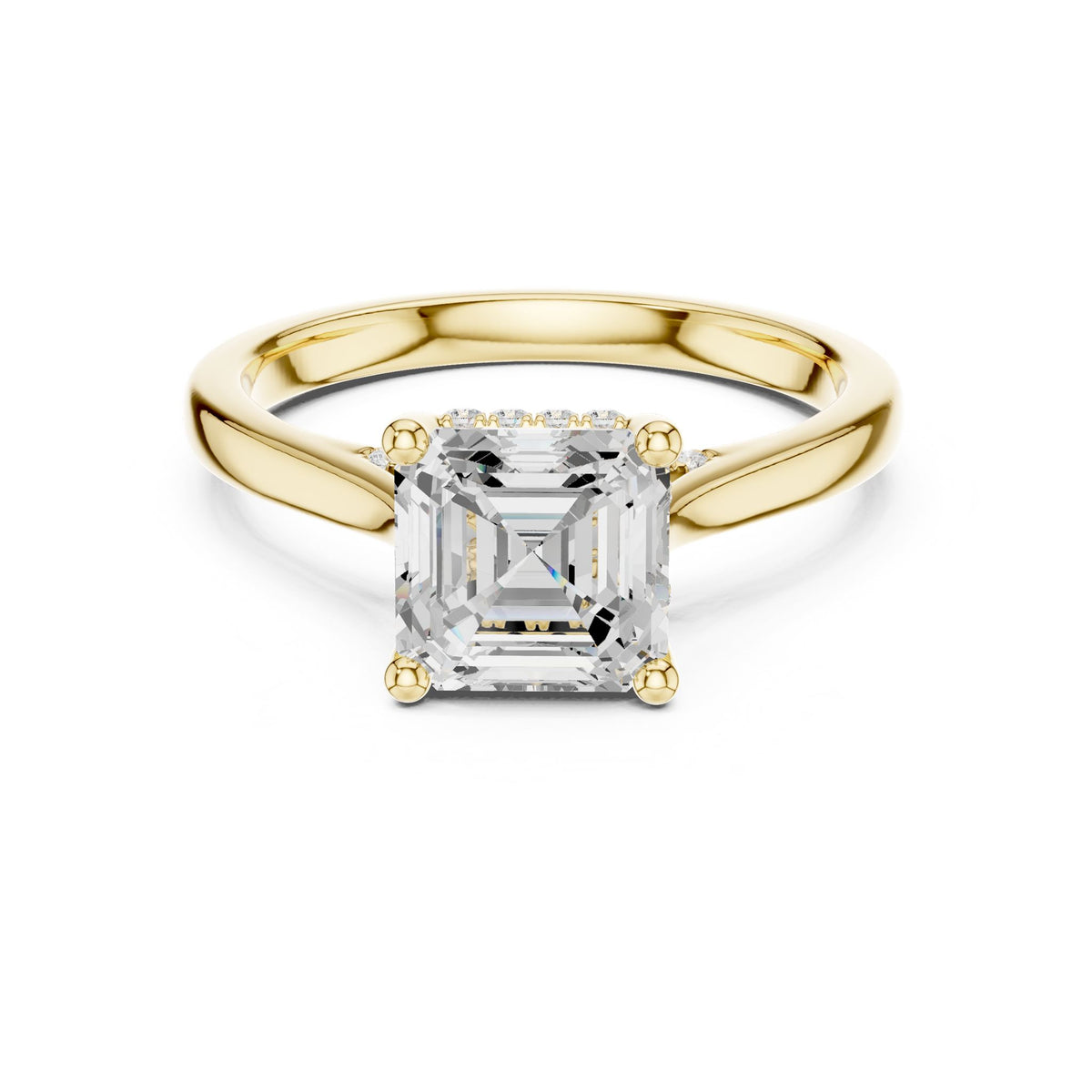 Asscher Hidden Halo Lab Grown Diamond Engagement Ring