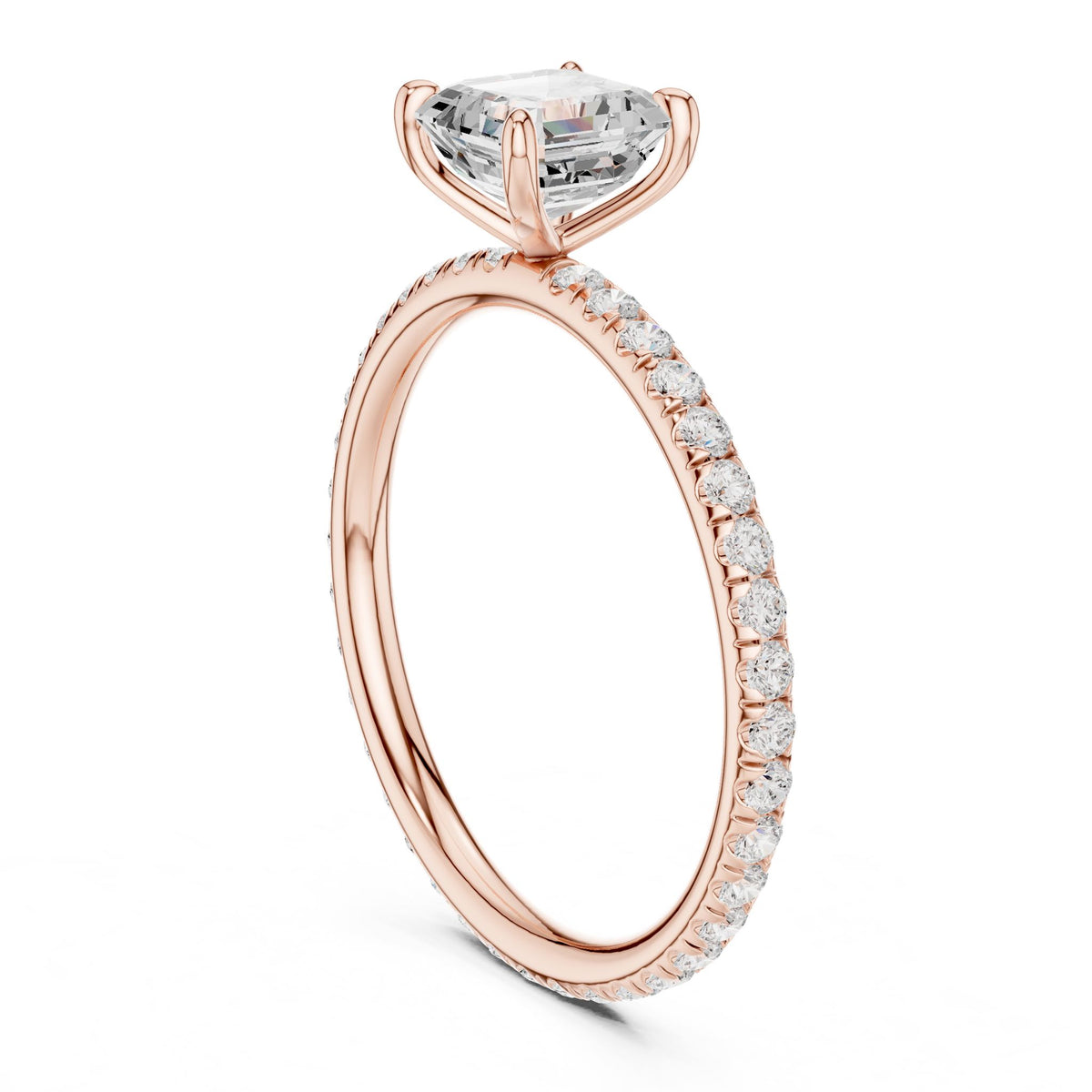 Asscher Pave Lab Grown Diamond Engagement Ring
