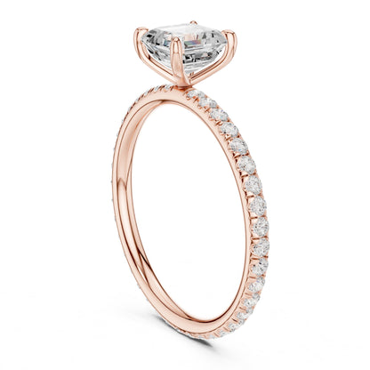 Asscher Pave Lab Grown Diamond Engagement Ring
