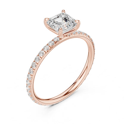Asscher Pave Lab Grown Diamond Engagement Ring