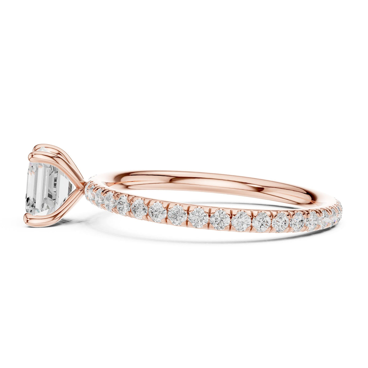 Asscher Pave Lab Grown Diamond Engagement Ring