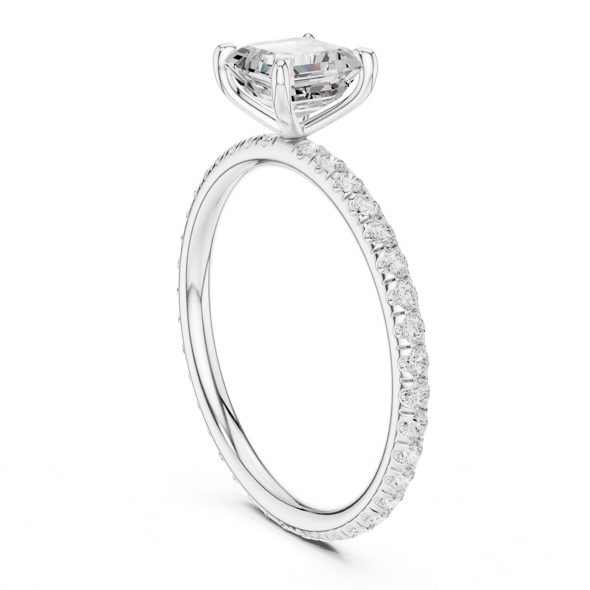 Asscher Pave Lab Grown Diamond Engagement Ring