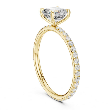 Asscher Pave Lab Grown Diamond Engagement Ring
