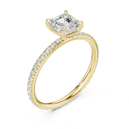 Asscher Pave Lab Grown Diamond Engagement Ring
