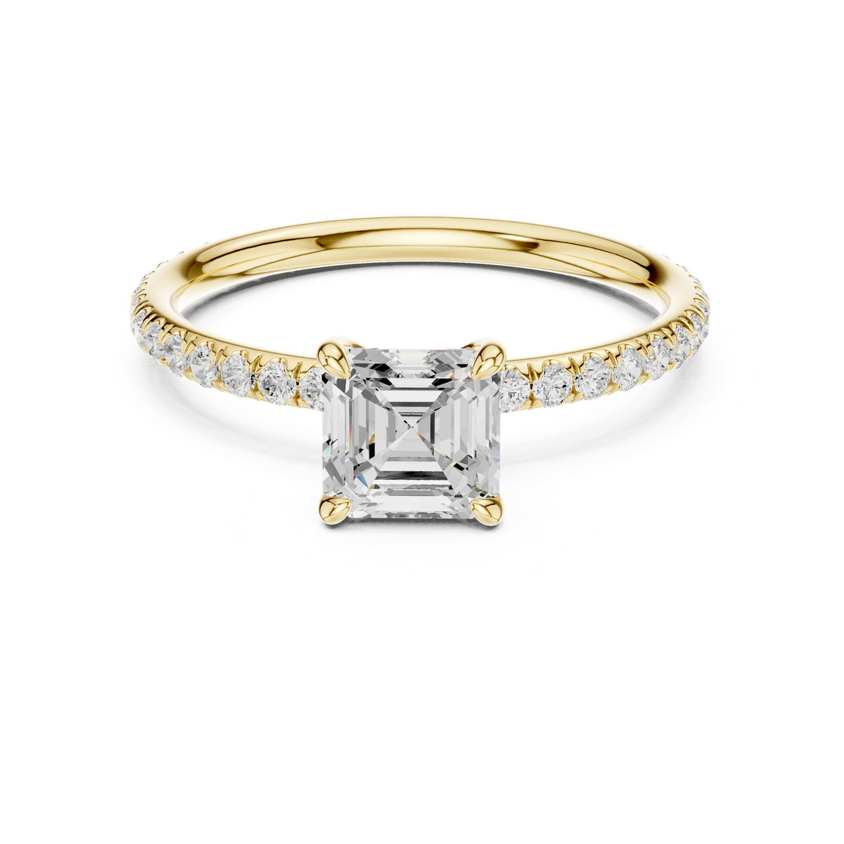 Asscher Pave Lab Grown Diamond Engagement Ring