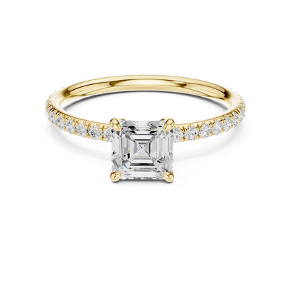 Asscher Pave Lab Grown Diamond Engagement Ring