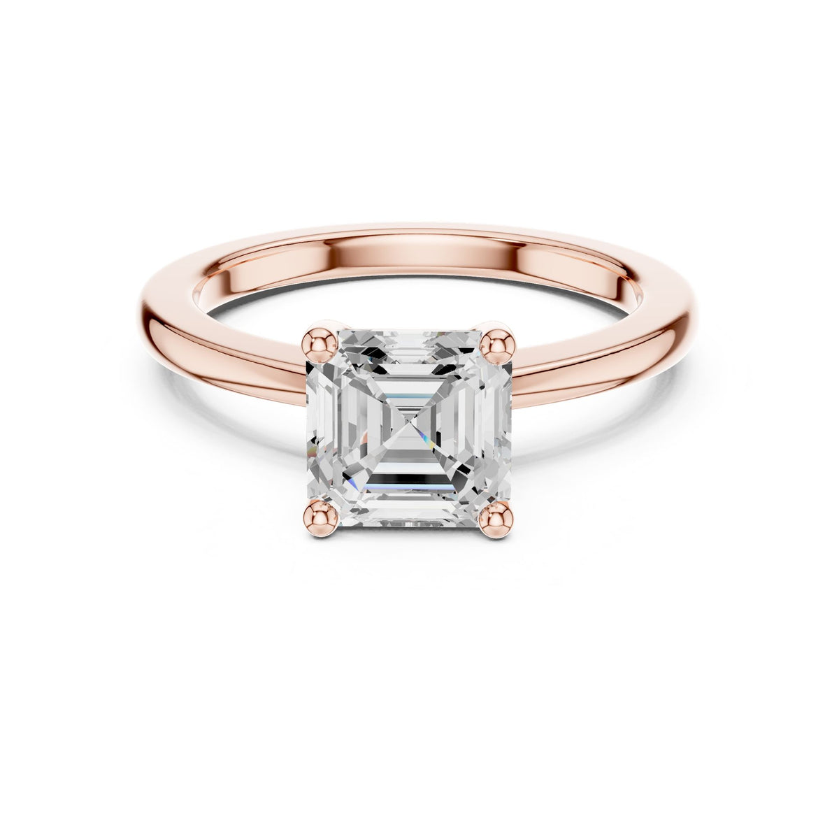 Asscher Solitaire Lab Grown Diamond Engagement Ring