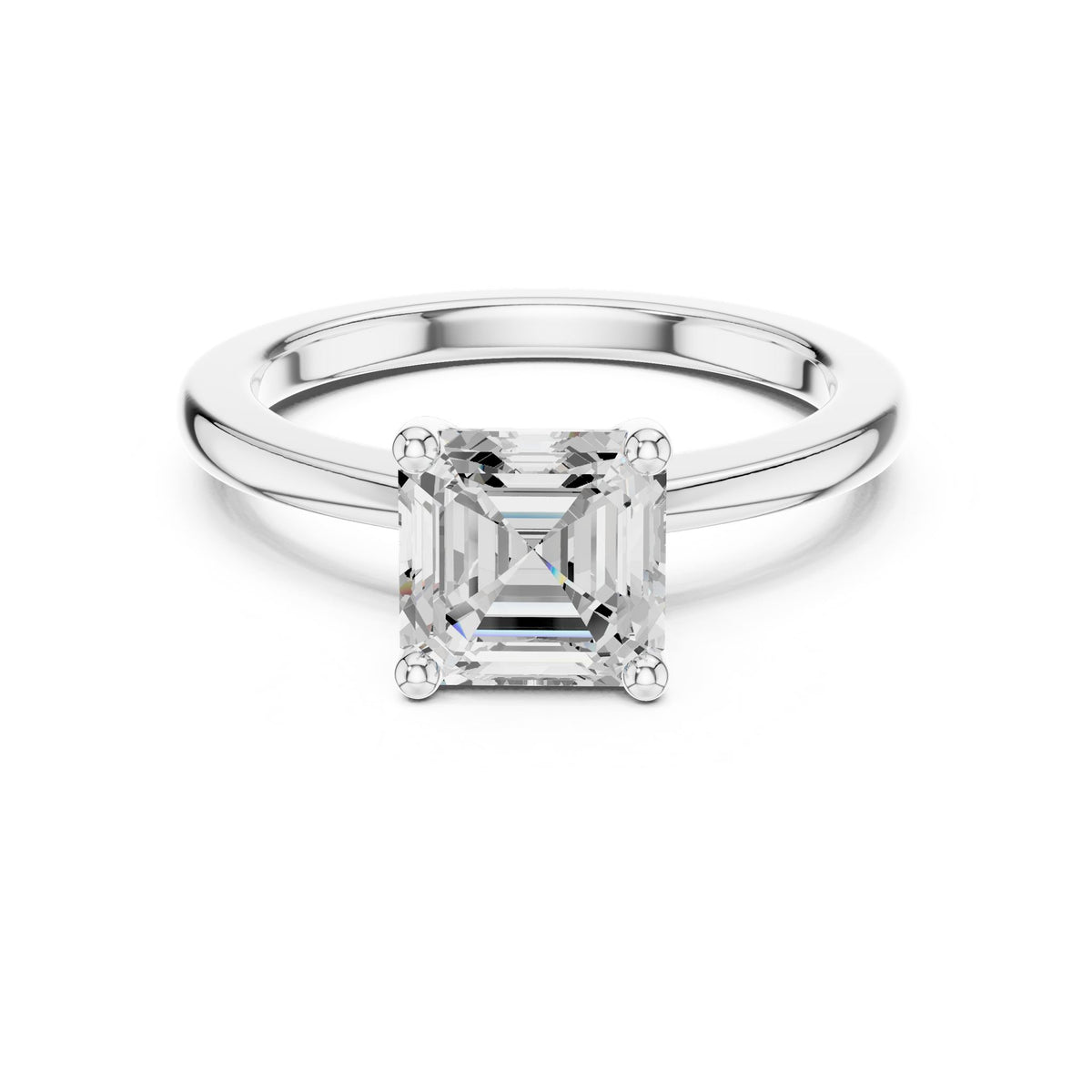 Asscher Solitaire Lab Grown Diamond Engagement Ring