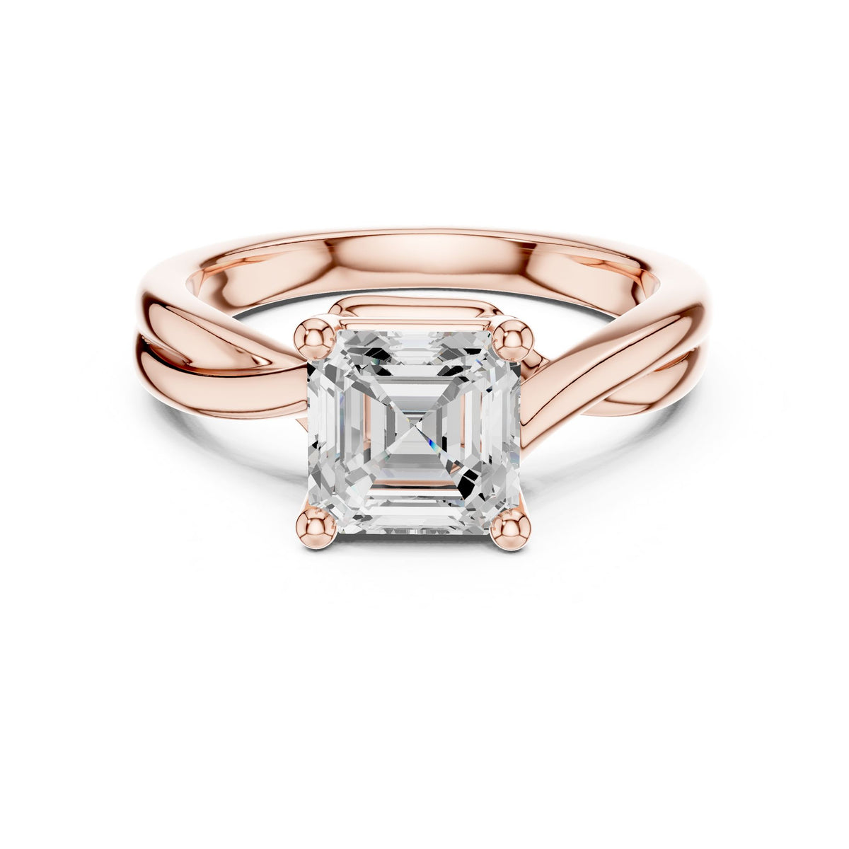 Asscher Solitaire Lab Grown Diamond Engagement Ring