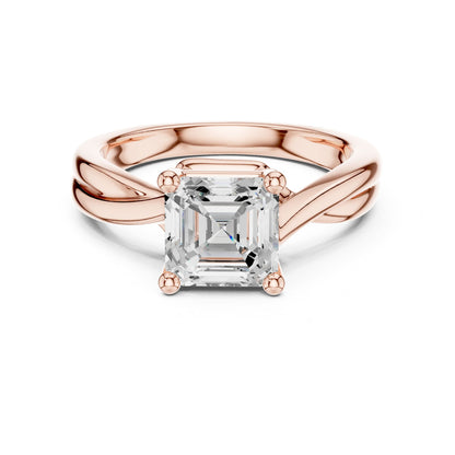 Asscher Solitaire Lab Grown Diamond Engagement Ring