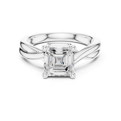 Asscher Solitaire Lab Grown Diamond Engagement Ring