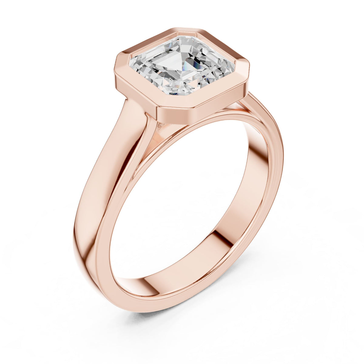 Asscher Solitaire Lab Grown Diamond Engagement Ring