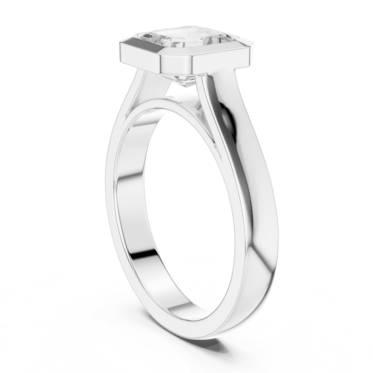 Asscher Solitaire Lab Grown Diamond Engagement Ring
