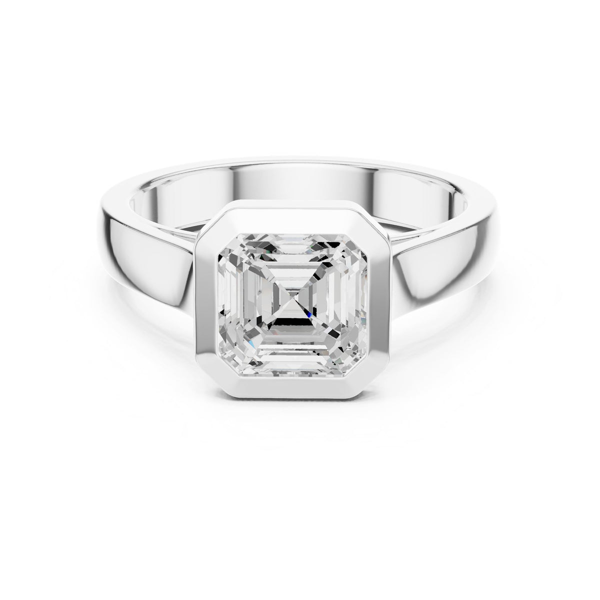Asscher Solitaire Lab Grown Diamond Engagement Ring