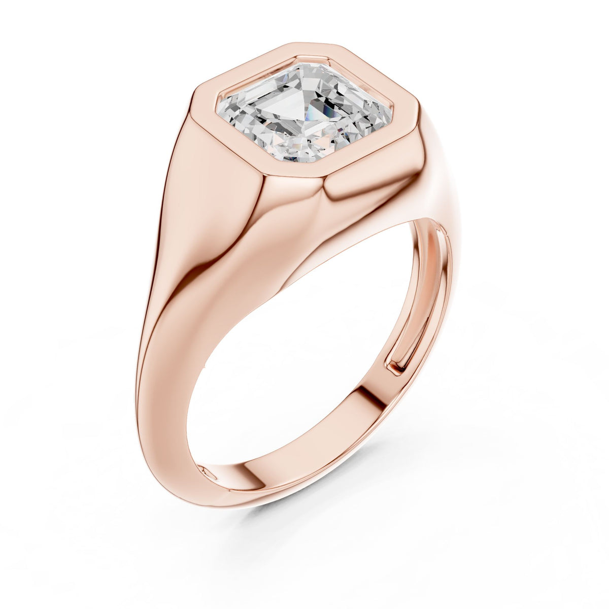 Asscher Solitaire Lab Grown Diamond Engagement Ring