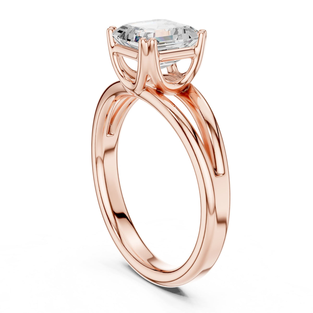 Asscher Solitaire Lab Grown Diamond Engagement Ring