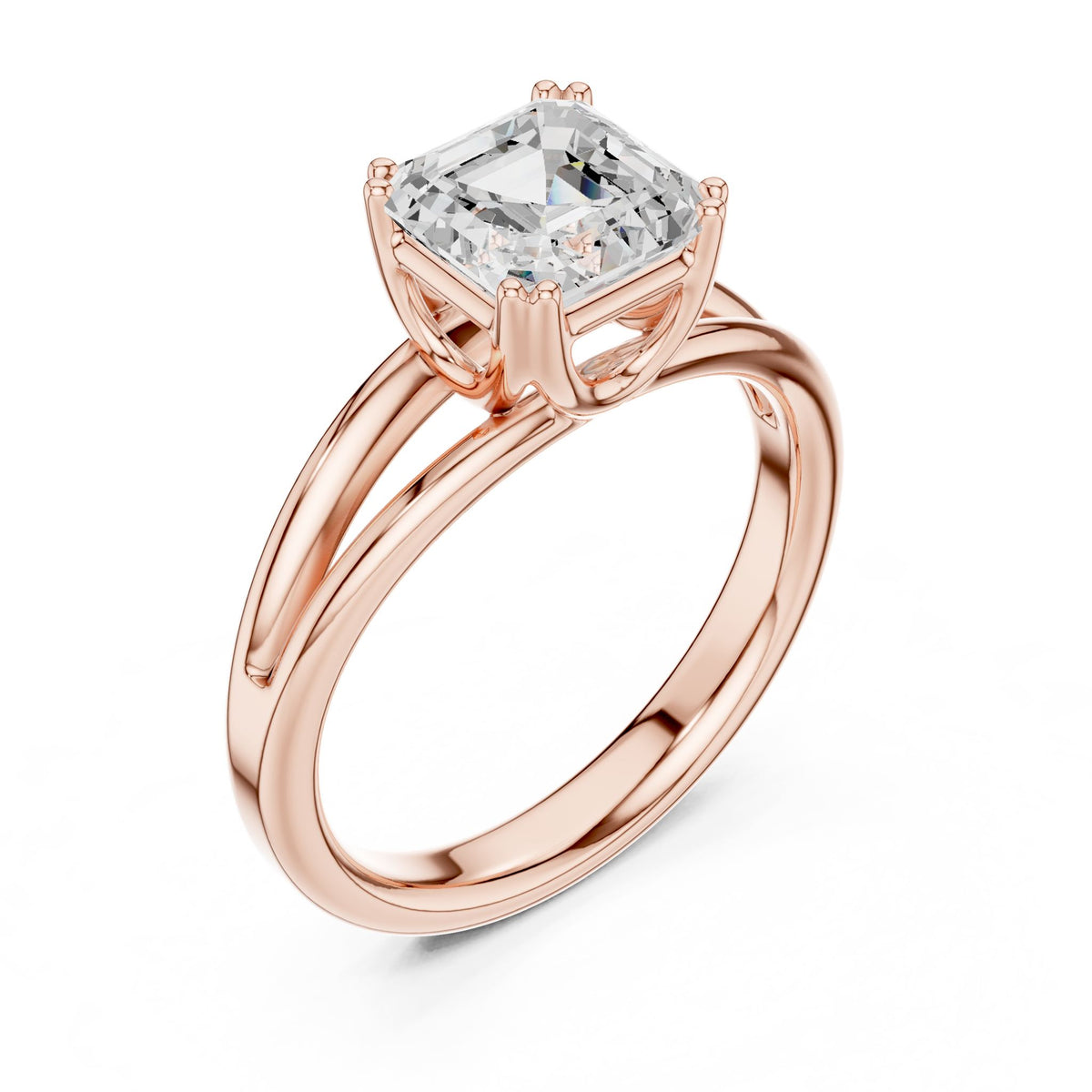 Asscher Solitaire Lab Grown Diamond Engagement Ring