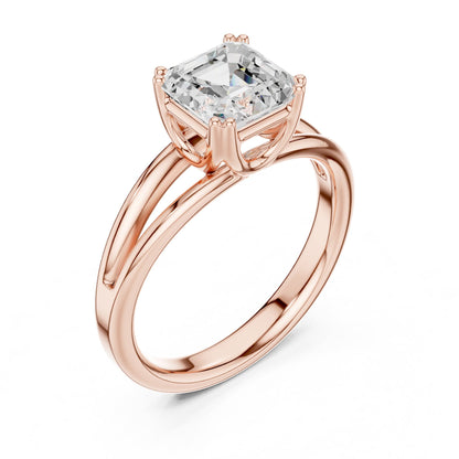 Asscher Solitaire Lab Grown Diamond Engagement Ring