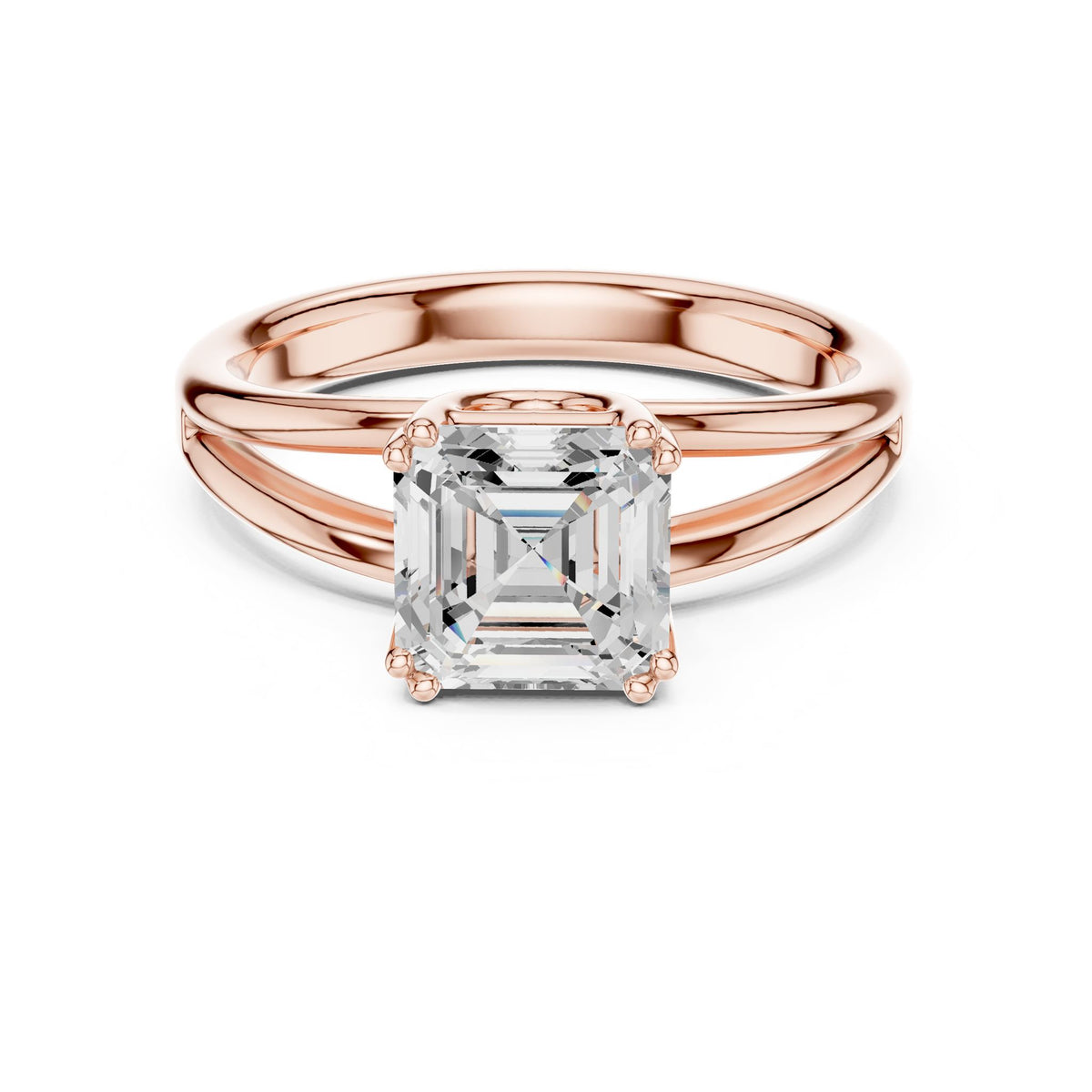 Asscher Solitaire Lab Grown Diamond Engagement Ring