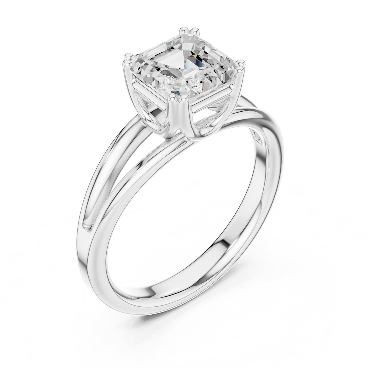 Asscher Solitaire Lab Grown Diamond Engagement Ring