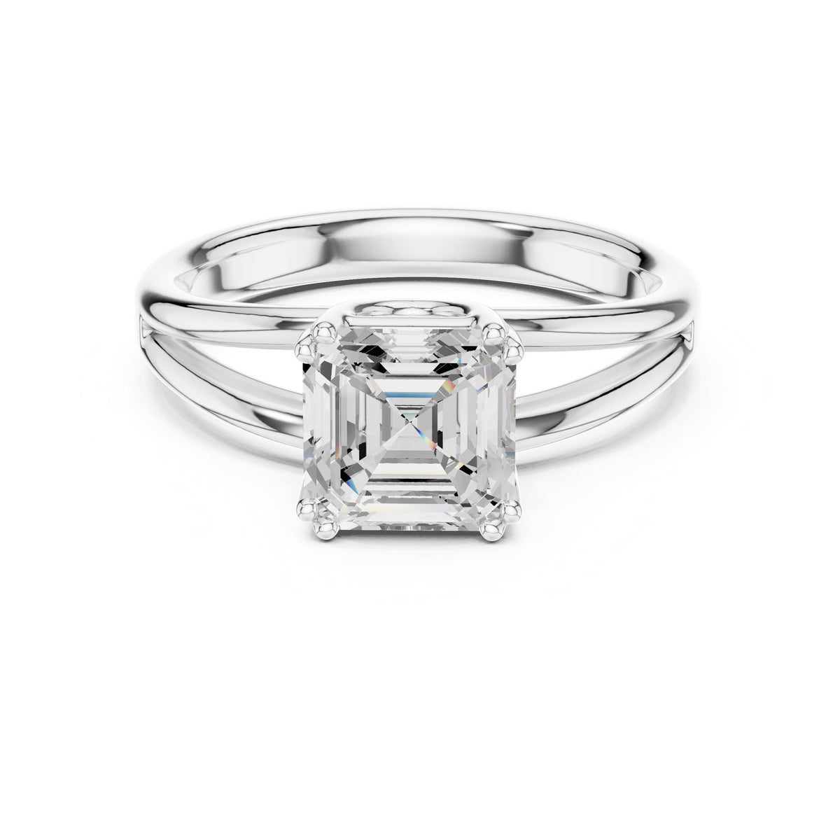Asscher Solitaire Lab Grown Diamond Engagement Ring