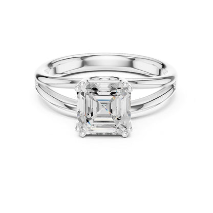 Asscher Solitaire Lab Grown Diamond Engagement Ring