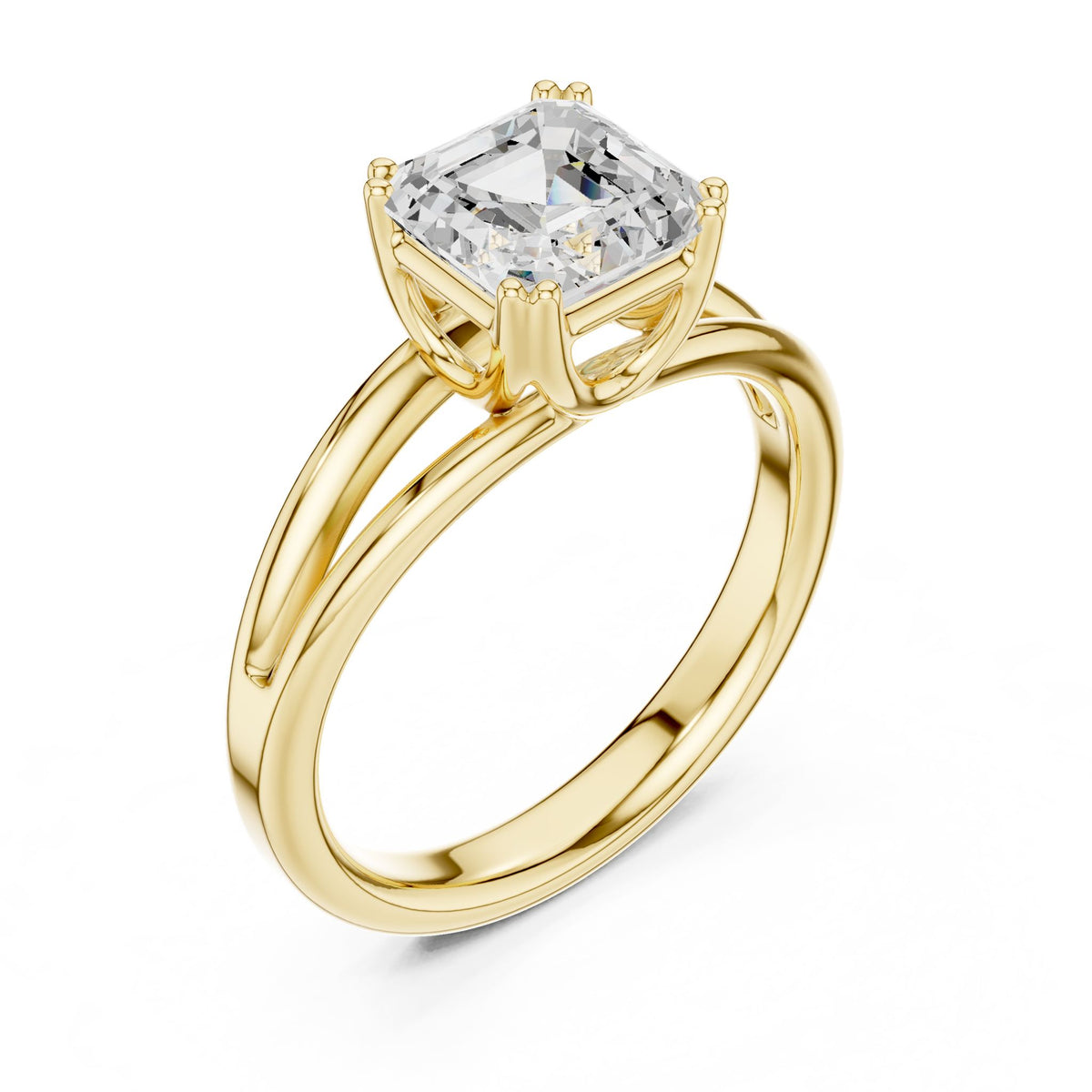 Asscher Solitaire Lab Grown Diamond Engagement Ring