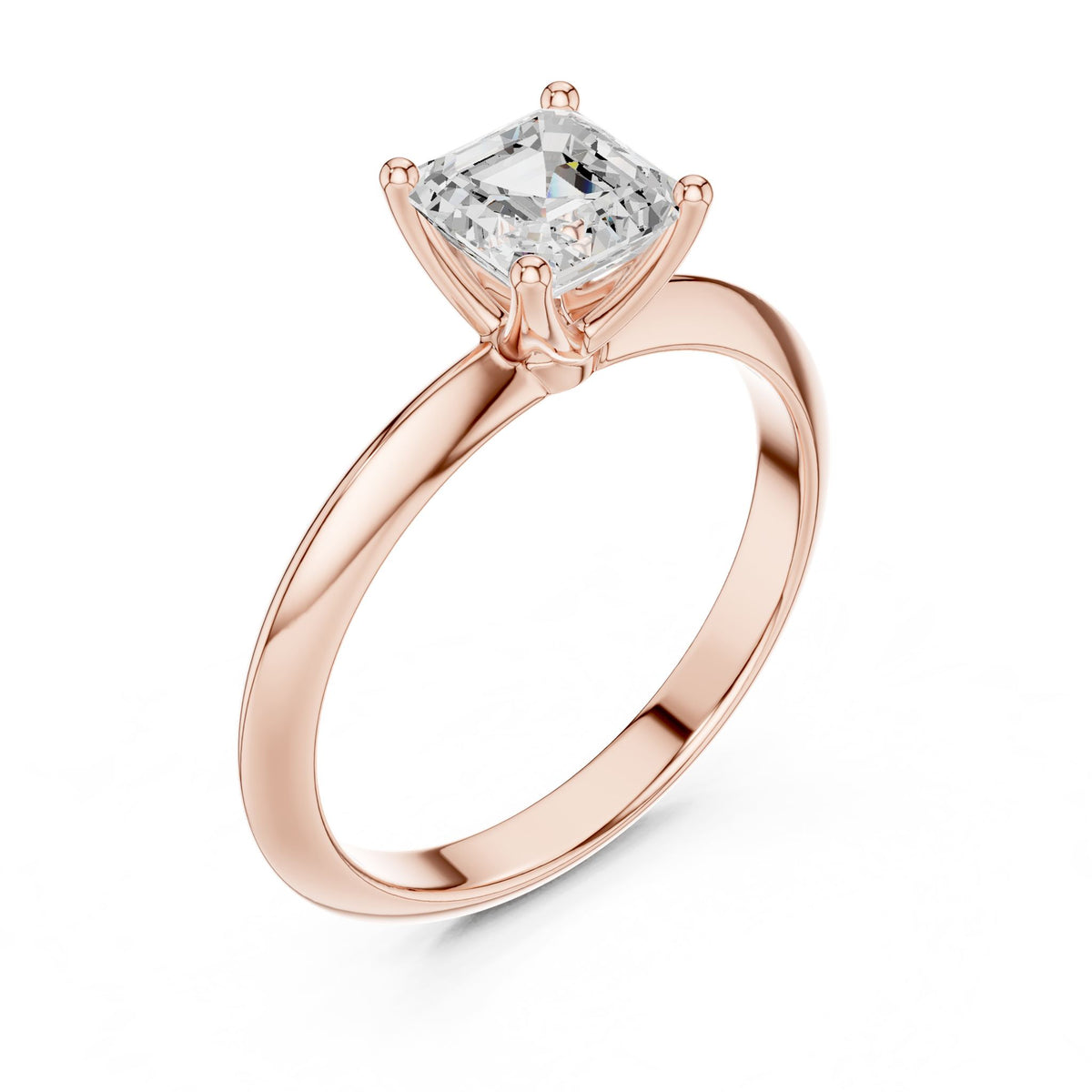 Asscher Solitaire Lab Grown Diamond Engagement Ring