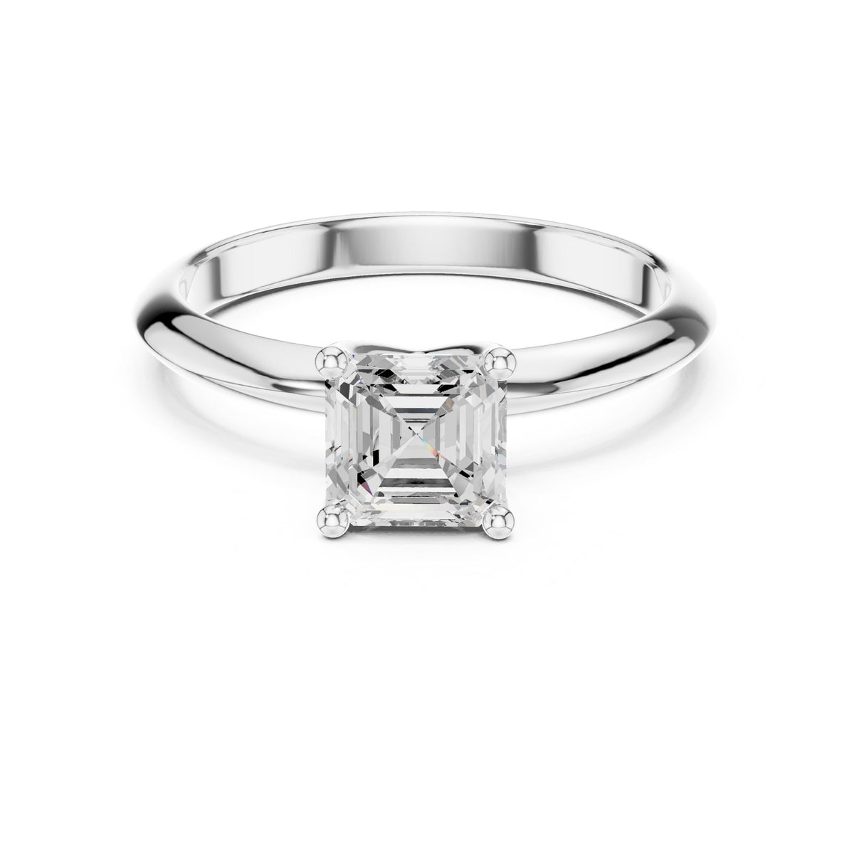 Asscher Solitaire Lab Grown Diamond Engagement Ring