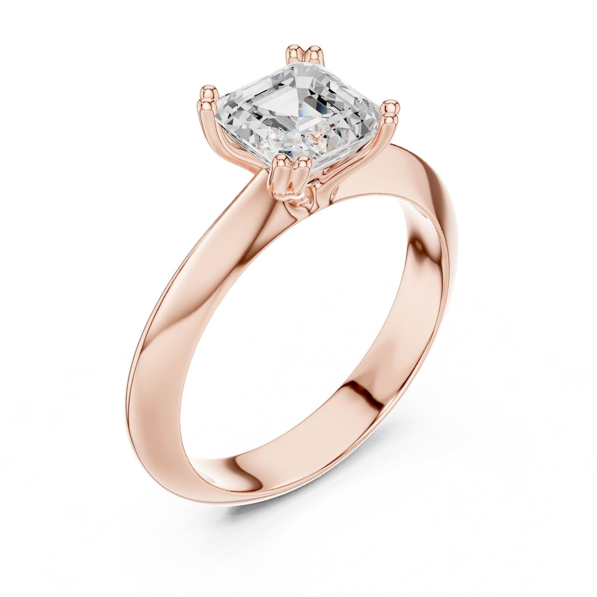Asscher Solitaire Lab Grown Diamond Engagement Ring