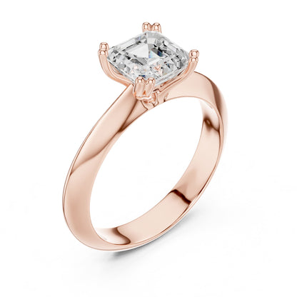 Asscher Solitaire Lab Grown Diamond Engagement Ring