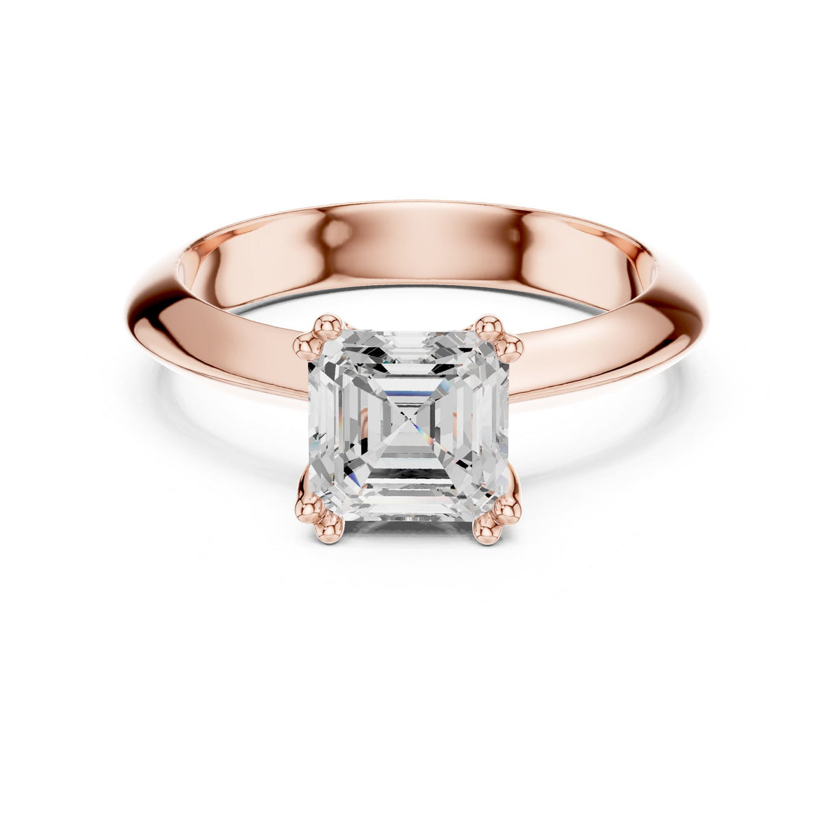 Asscher Solitaire Lab Grown Diamond Engagement Ring