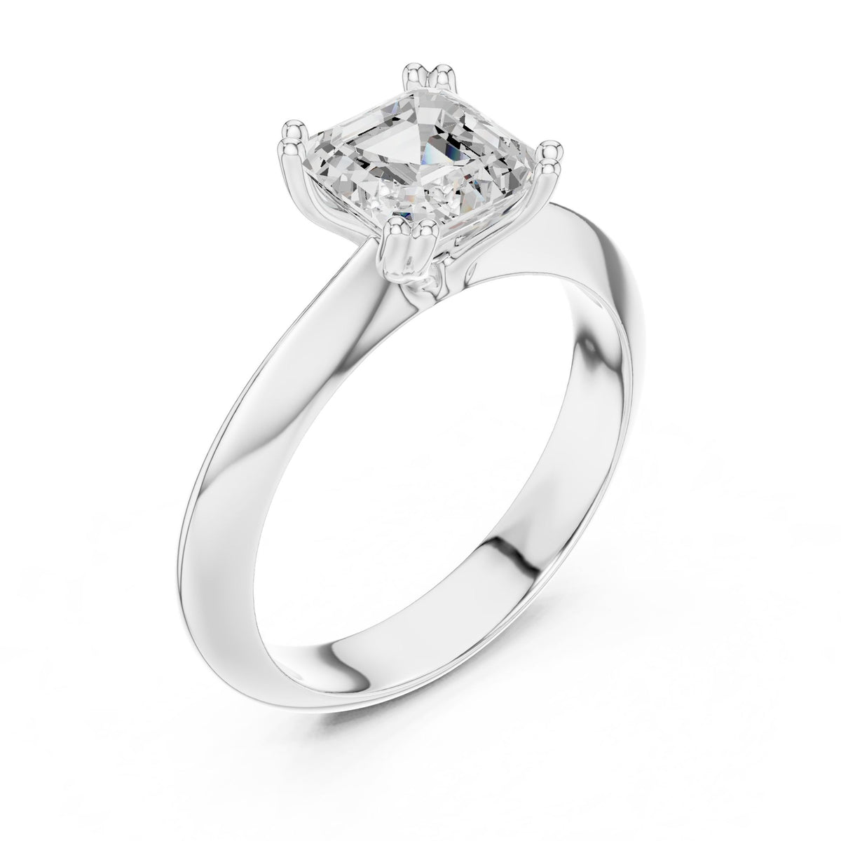 Asscher Solitaire Lab Grown Diamond Engagement Ring