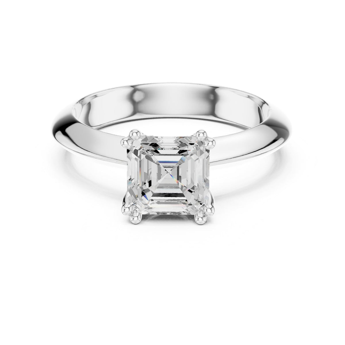 Asscher Solitaire Lab Grown Diamond Engagement Ring